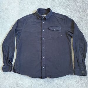 American Giant Shirt Mens Large Blue Button Up Long Sleeve Usa